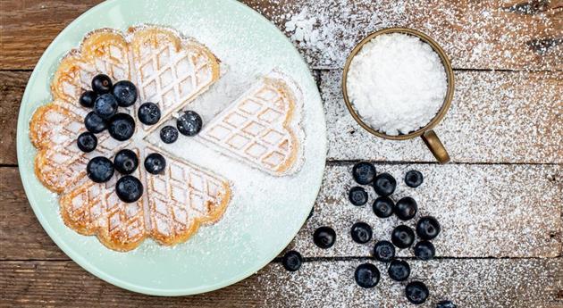 Waffel mit Heidelbeeren