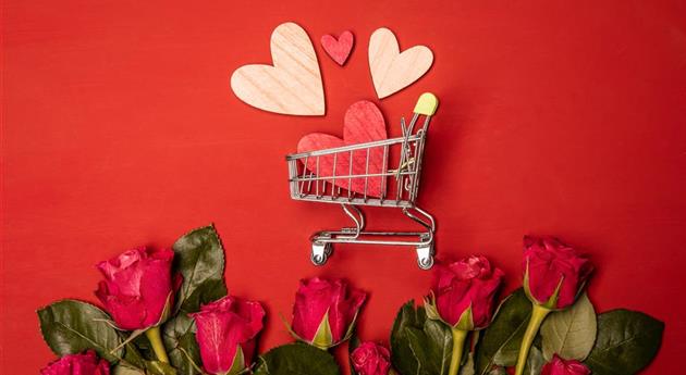 Valentinstag - Herzen im Einkaufswagen