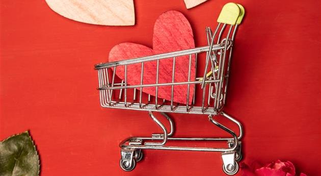 Valentinstag - Herzen im Einkaufswagen